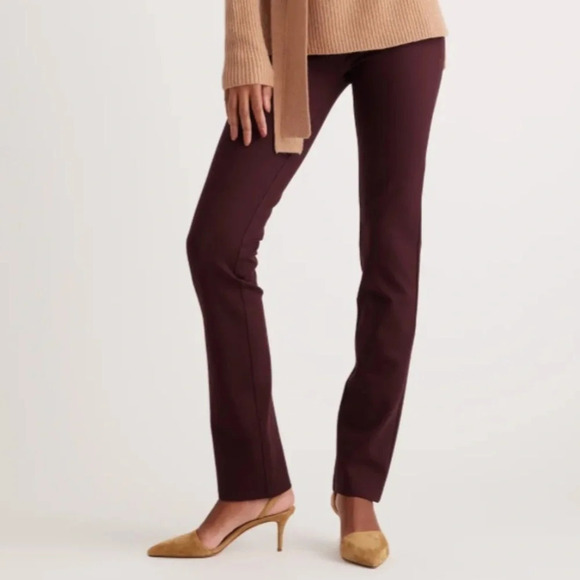 Quince Pants - Quince Ultra-Stretch Straight Leg Pant-Burgundy/Maroon-Women’s XS tall & L-NEW
